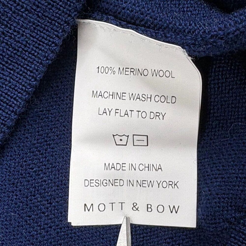 Mott & Bow Mens Blue V-Neck Merino Wool Stretch Long Sleeve Sweater Size XL - Picture 7 of 9
